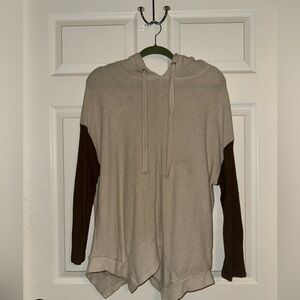 Beige and Brown Hooded Sweater